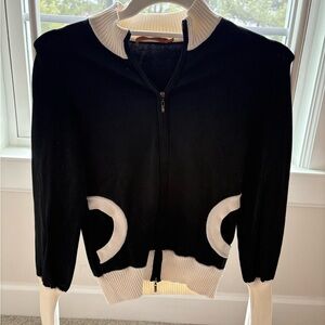 Black and White Zip-Up Sweater